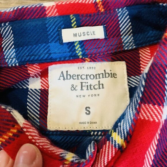 Abercrombie & Fitch Shirt Mens Small Button Up Long Sleeve Plaid Flannel Outdoor - Picture 8 of 15